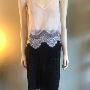 NEW ARRIVALS” Brand-New Tadashi Shoji Black Lace Skirt In size 8